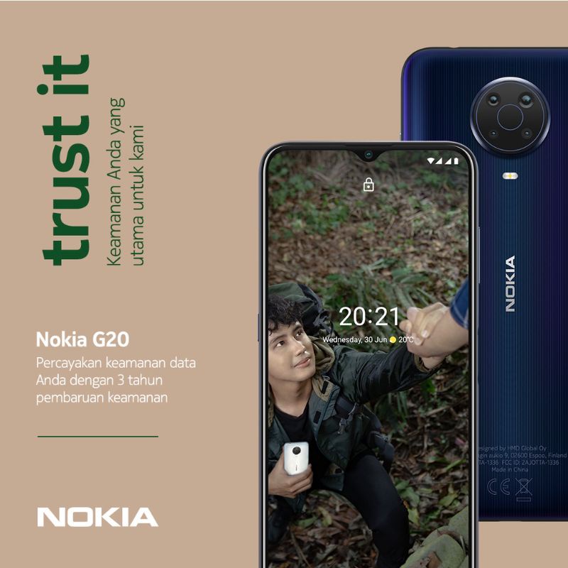 Terbaru HP Android Nokia G20 4/64 Ram 4GB Rom 64GB - Garansi Resmi TAM 1 Tahun Original - Handphone Smartphone Warna Night Blue Glacier White Biru Putih - 4GB/64GB 4 64 GB - Promo Murah Lebay-Night