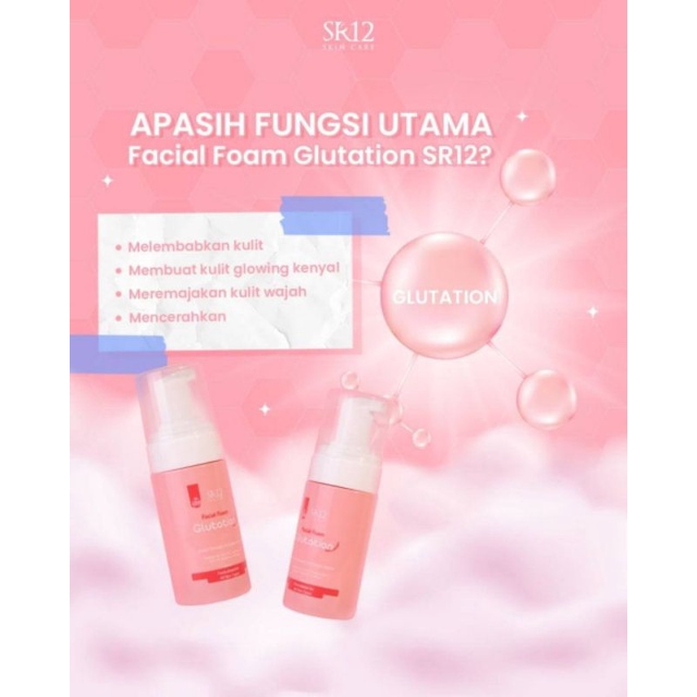 Facial Wash Foam Glutation SR12 With Collagen cleanser pembersih wajah semua jenis kulit plus mencerahkan