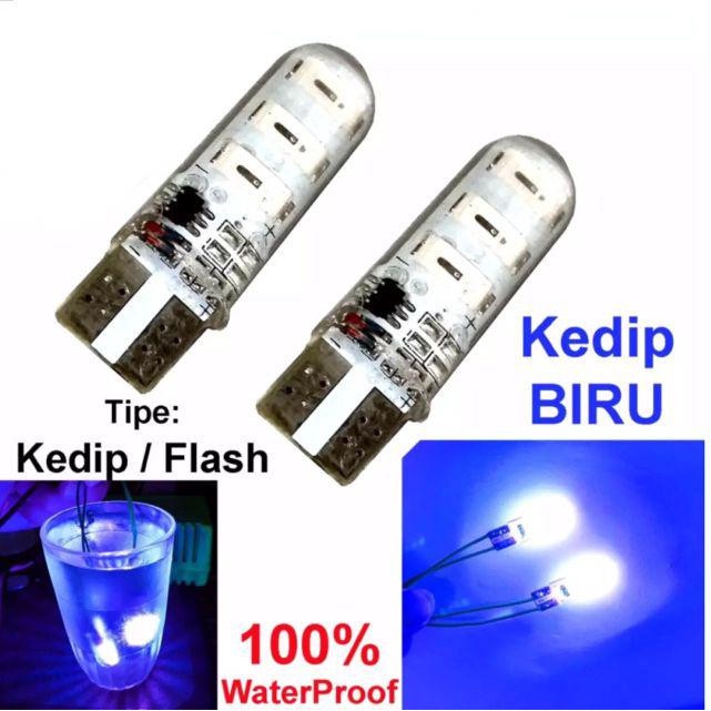 4 PCS Lampu Sen Jelly Kedip LED T10 6 Mata Paket Bohlam Lampu Sein Variasi Sepeda Motor SEN Jelly LED T10 SEIN Reting Motor Flash