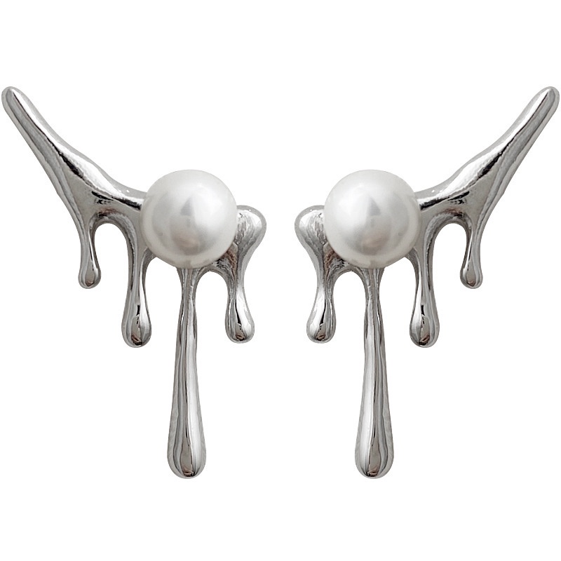 Anting 925 Silver needle Aksen Mutiara Bahan metal Gaya Eropa Dan Amerika