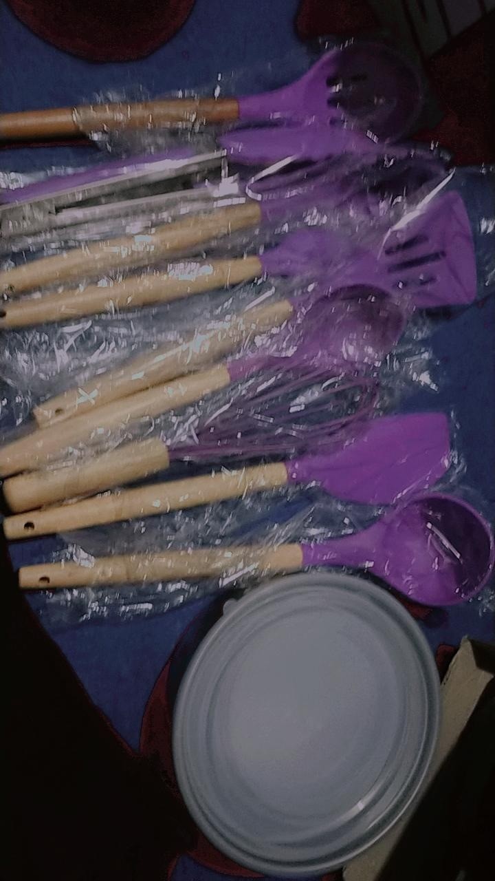 Spatula Set 10in1 Silikon Kayu Sendok Sutil Brush Penjepit Kocokan Alat Dapur Masak