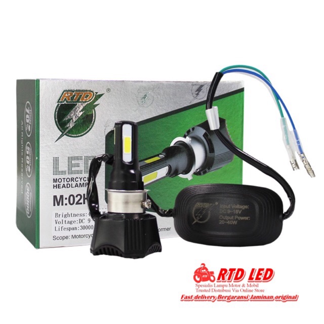 lampu led motor led headlamp lampu utama bohlam motor RTD M02H original AC-DC