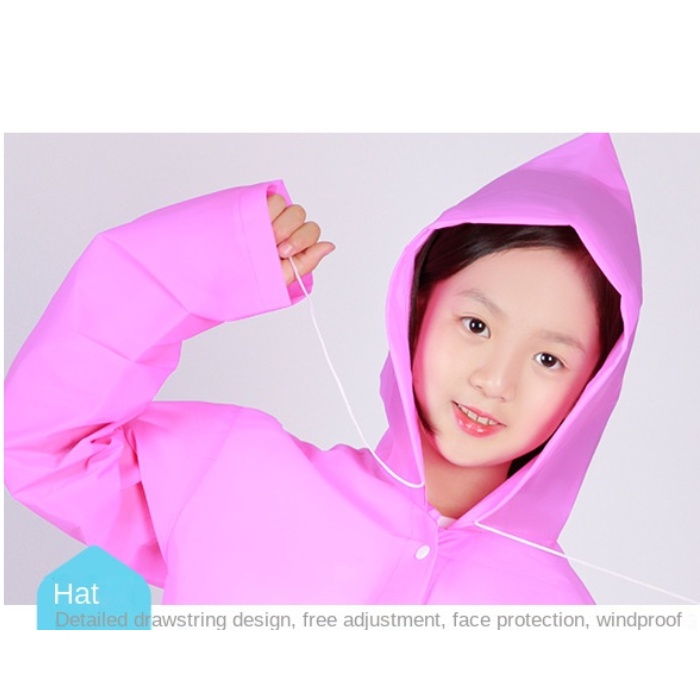 Jas Hujan Anak Perempuan Korea Mantel Polos Terusan Ponco Terbaru Raincoat Kids W1