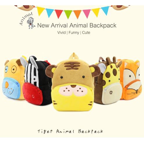 TAS RANSEL ANAK KARAKTER ANIMAL TIGER / Kids Bag for Boy Toddler School Cartoon Children Backpack