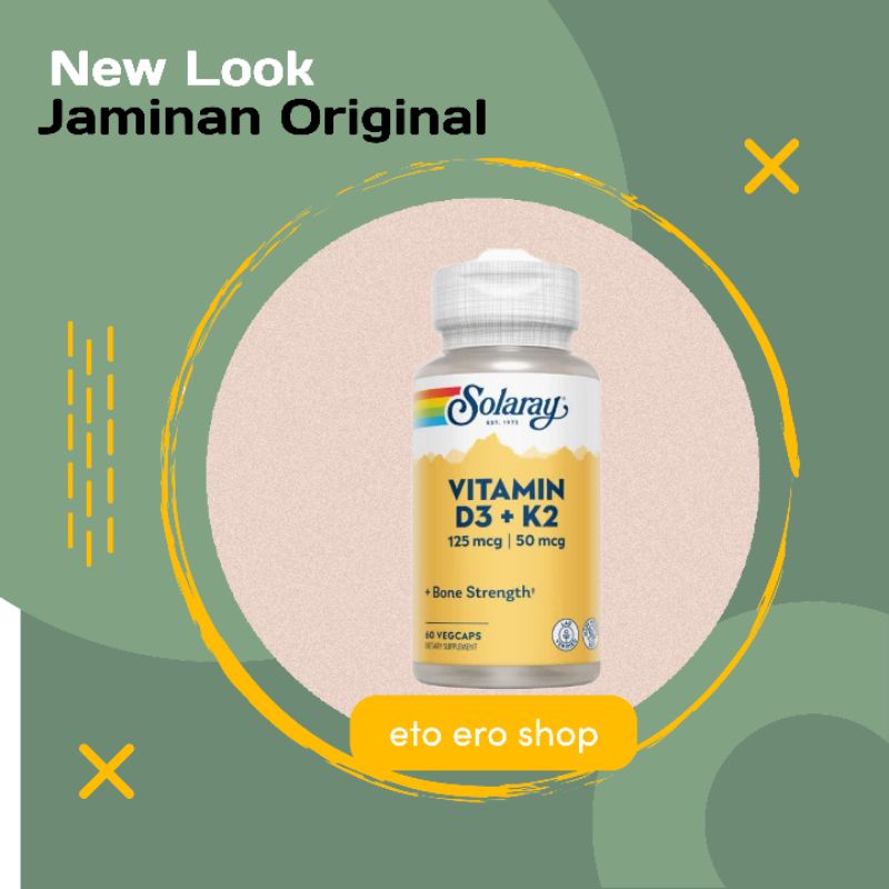 Solaray Vitamin D3 5000 Mg with K2 60 Vegetarian Capsules