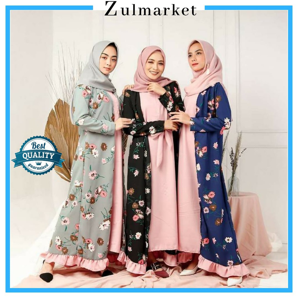  Baju  Gamis  Wanita Bermotif Kekinian  Bahan Nyaman Shopee  