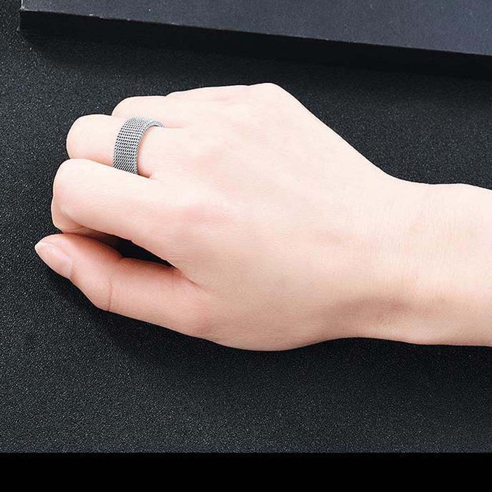 Mxbeauty Cincin Bahan Stainless Steel Mesh Warna Hitam Gaya Punk Hip-Hop Untuk Pernikahan