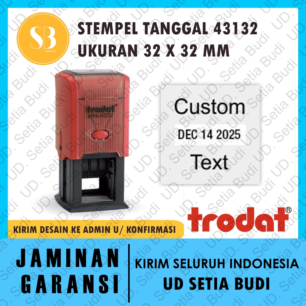 Stempel Trodat Tanggal Custom 43132 ukuran 32 x32 mm