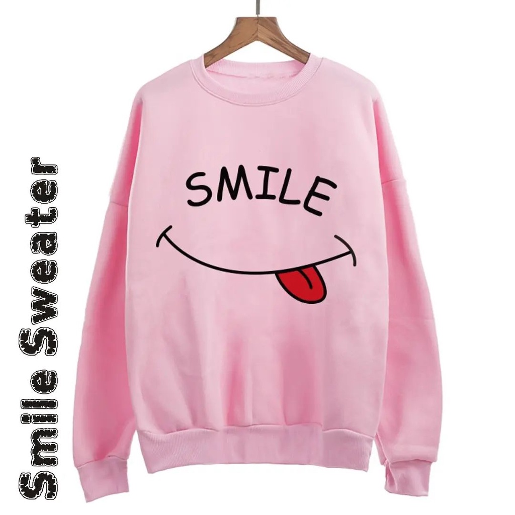 ALESHA [BISA COD] Switer Sweter Sweater Thrift Crewneck Wanita Murah [SMILE]