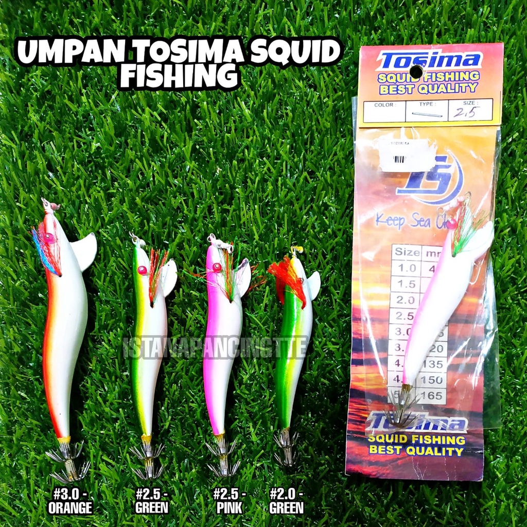 UMPAN CUMI/SUNTUNG TOSIMA KAYU SIZE 2.0/2.5/3.5 COL GREEN/ORANGE/PINK UMPAN PANCING