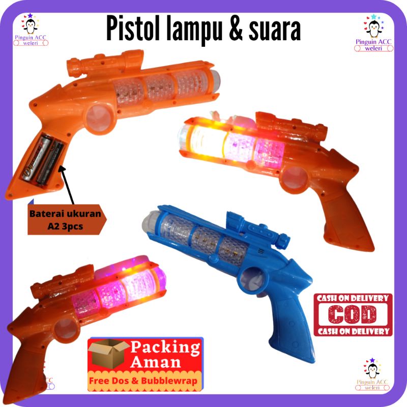 mainan pistol lampu dan suara Mainan Anak Laki-laki Mainan Tembak-tembakan Pistol Suara Pistol Lampu