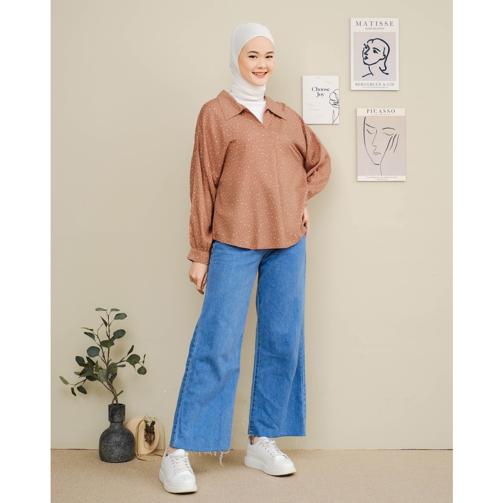 Mayoutfit Breyka Blouse / Kemeja Rayon Polkadot-4