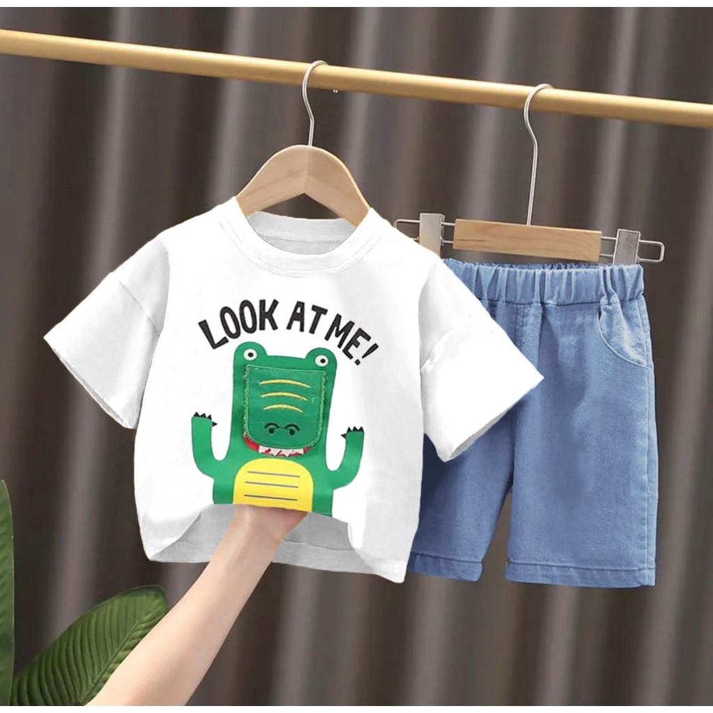 PROMO-SETELAN ANAK PAKAIAN ANAK 1-5 TAHUN SETELAN ANAK LAKI LAKI FASHION ANAK LAKI LAKI SETELAN BAJU KAOS ANAK CELANA DENIM  FASHION BAYI &amp; ANAK TERBARU  SETELAN ANAK KEKINIAN SETELAN CROCO LOOK DENIM