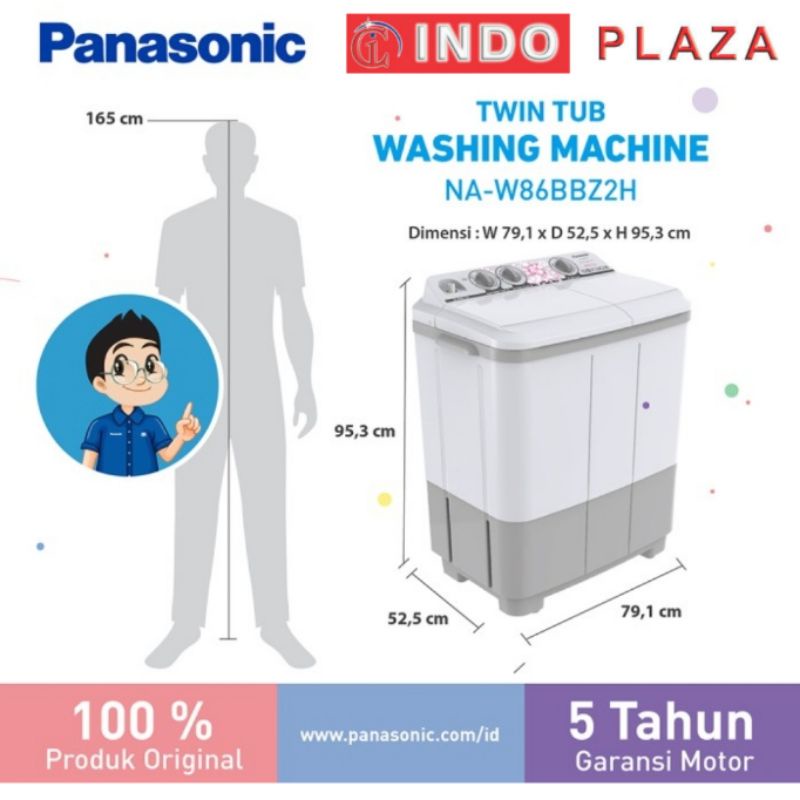 MESIN CUCI PANASONIC 2 TABUNG 8.5 KG / 8.5KG LOW WATT NA-W86BBZ