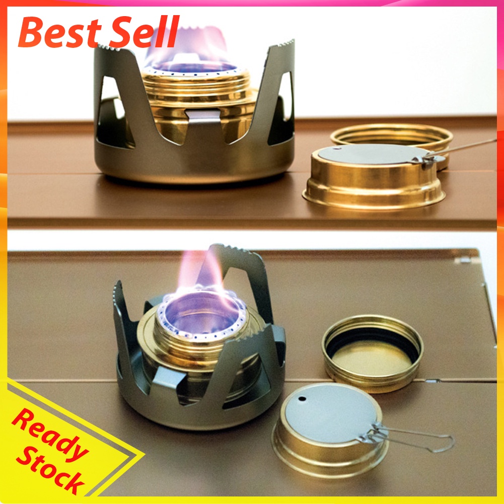 Portable Mini Alcohol Stove Burning w/ Stand Outdoor Camping Cook Furnace