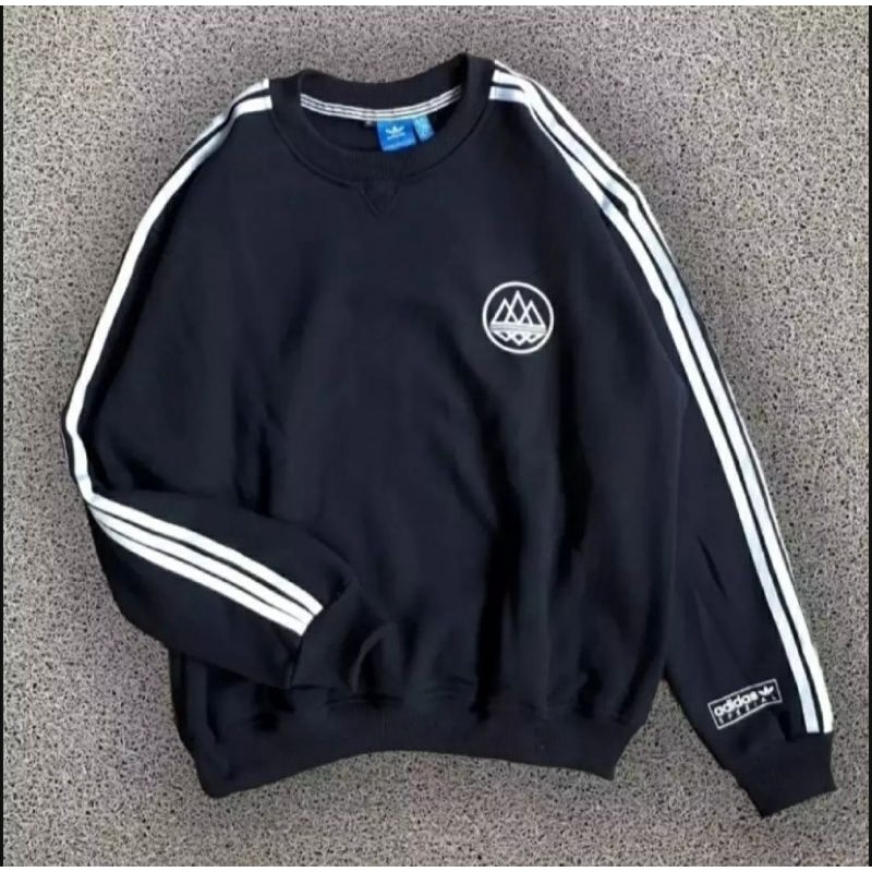 SWEATER CREWNECK STRIPES 3 UNION SPEZIAL CREW UNISEX PRIA/WANITA FULL SABLON