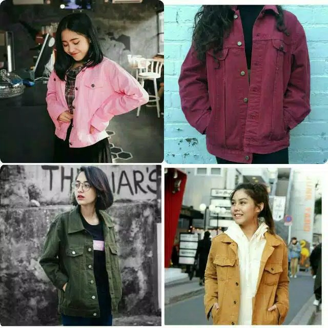 JAKET JEANS LEVIS DENIM WANITA DAN PRIA MAROON SANDWASH  MUSTARD PINK MUDA PREMIUM