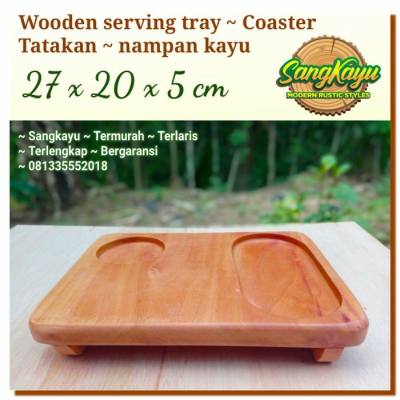 Wooden Tray ~ Coaster 27x20x5cm tatakan nampan saji kayu serving tray