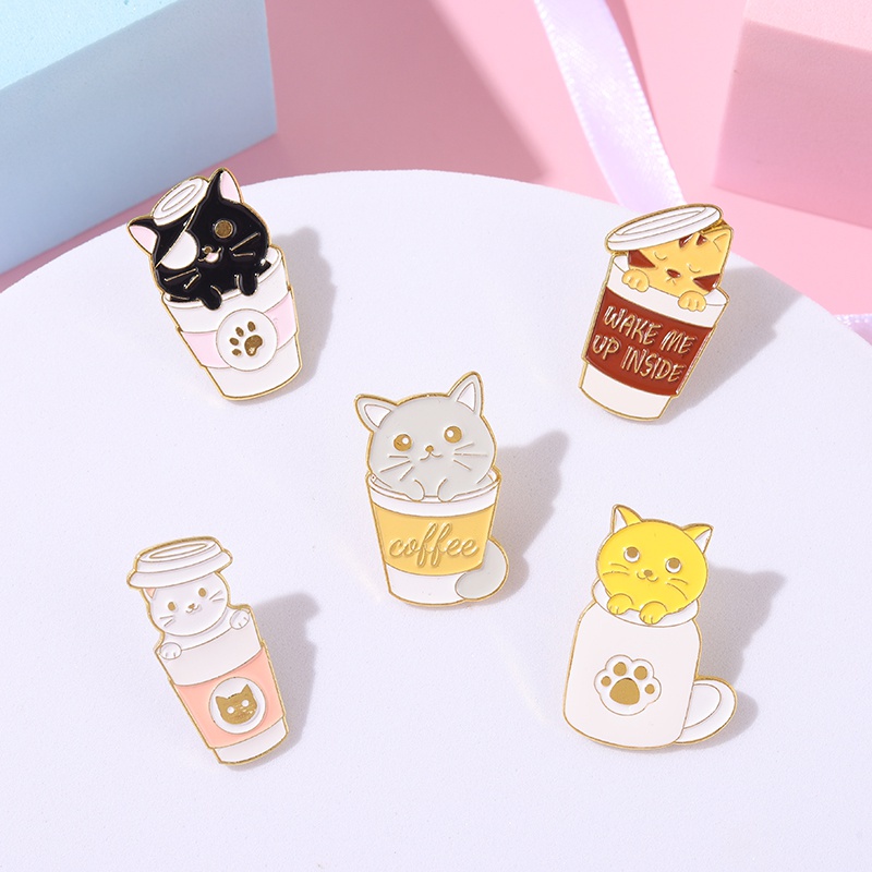 Pin Bros Lencana Enamel Bentuk Kartun Hewan Kucing Untuk Hadiah Teman