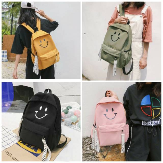 Tas ransel smile wanita besar sekolah kampus jansport lucu murah backpack cewek  import korea