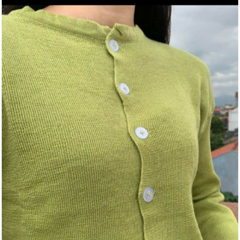 BAILEY CARDI RAJUT / ANGEL BOTON SKIRT / KARDIGAN CROP TOP-avocado