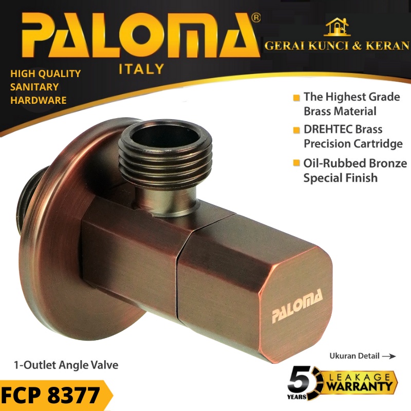 PALOMA FCP 8377 Keran Stop Toilet WC Jet Shower Valve Tembok Kran Air Antique ORB