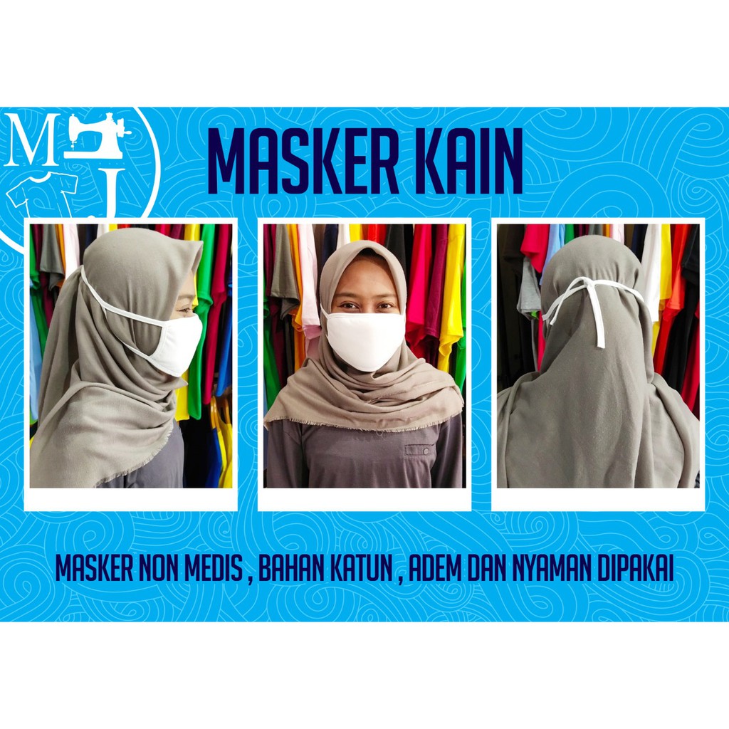 MASKER KAIN COTTON / MASKER TALI HIJAB / GROSIR MASKER TERMURAH ANTI DEBU ANTI DROPLET