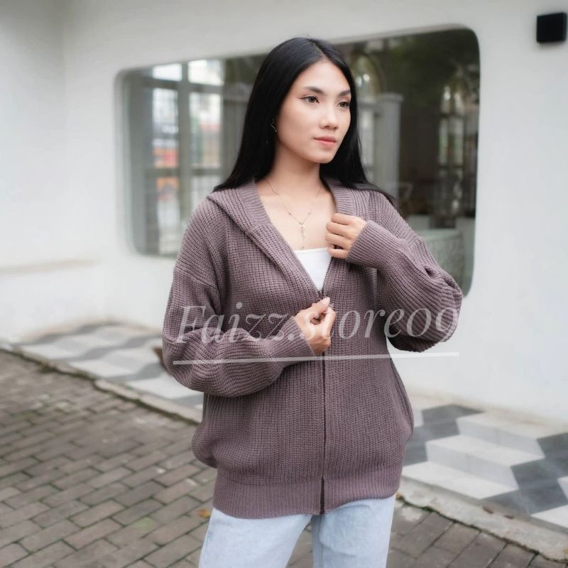 Hoodie Jaket Rajut OVERSIZE Zipper/Sweater Rajut wanita Hoodie STORE09