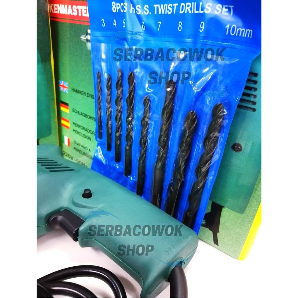 Promo Paket Mesin Bor Listrik Bor Tangan Novus 10 Mm Plus Mata Bor Set Besi Termurah Berkualitas