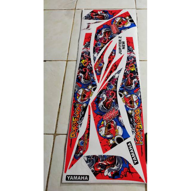Striping sticker lis variasi jupiter z new dan jupiter z1 doraemon zombie merah