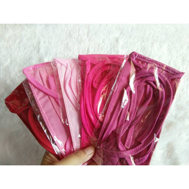 Masker Kain Hijab Tali Sambung Warna Polos Oxford Grade A 1 Ply Adem Tebal Grosir Murah