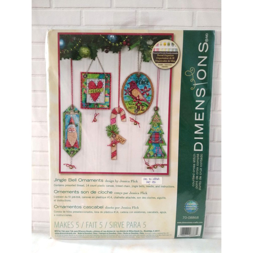 Paket Kristik Original Dimensions 70-08868 Jingle Bell Christmas Ornaments