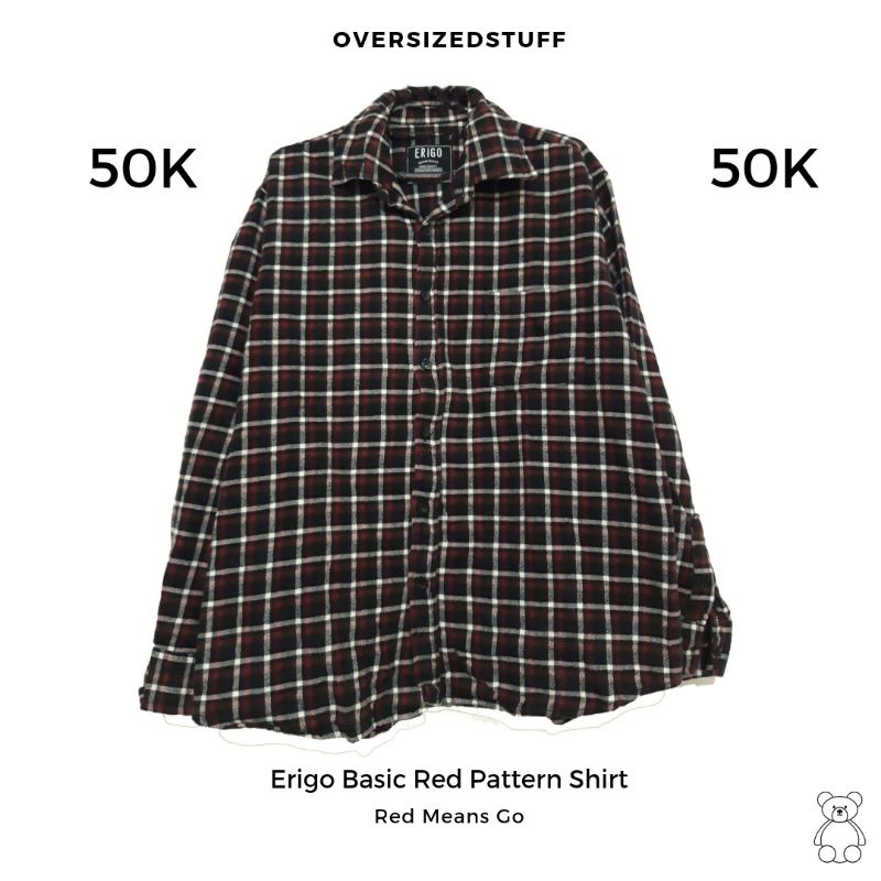 [SOLD OUT] Kemeja Flanel Pria Erigo Red Pattern Preloved