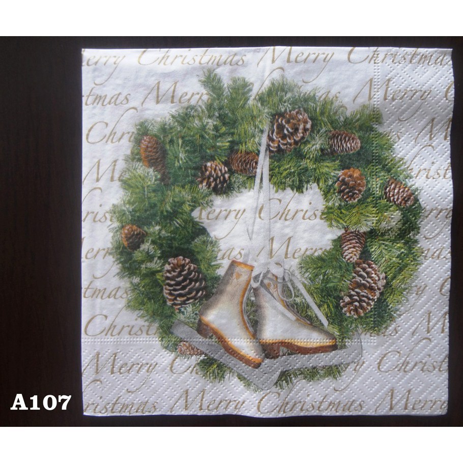 Tissue/Napkins Decoupage Ice Skate (Christmas)