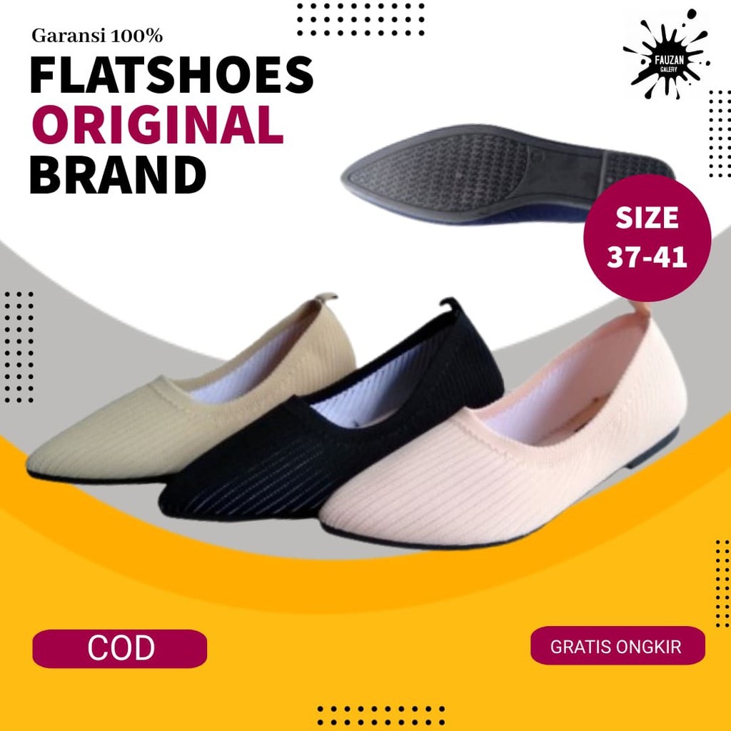Sepatu Wanita Import Terbaru Branded Spatu Flat Pansus Flats Plat Flet Shoes Rajut Karet Teplek Kerj