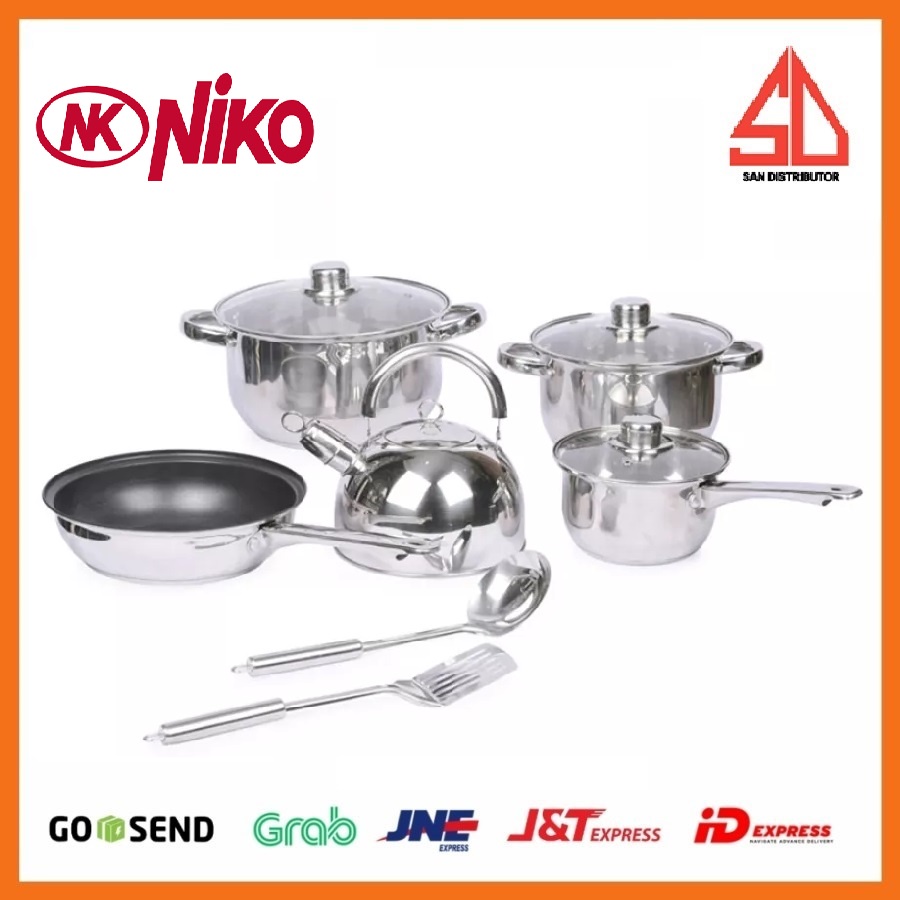 NIKO Cookware Set NK-1112ST - Stainless PANCI DAPUR SET