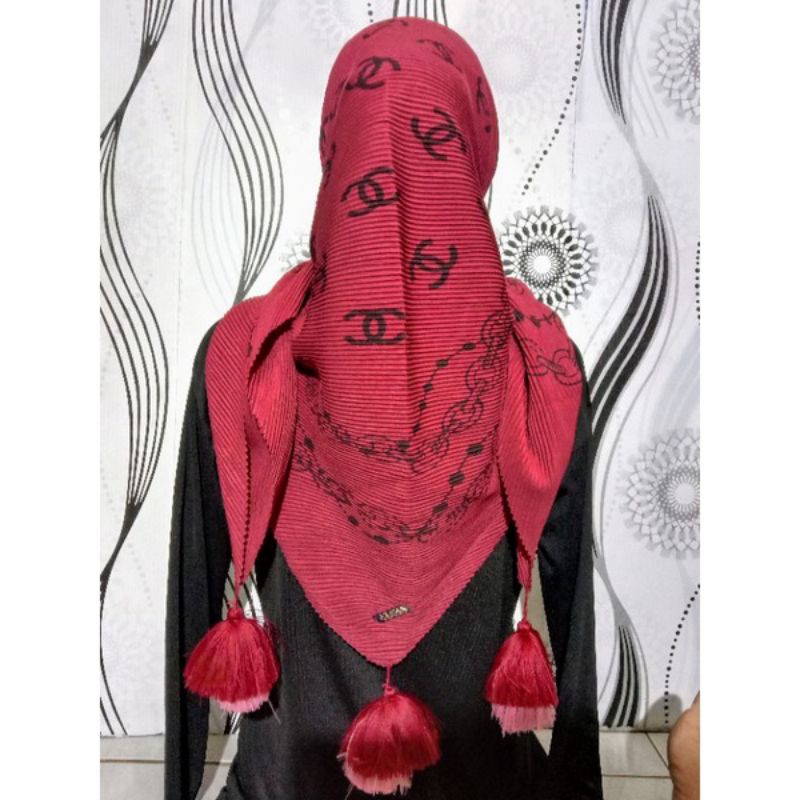 jilbab segi empat plisket jambul produk asli azara