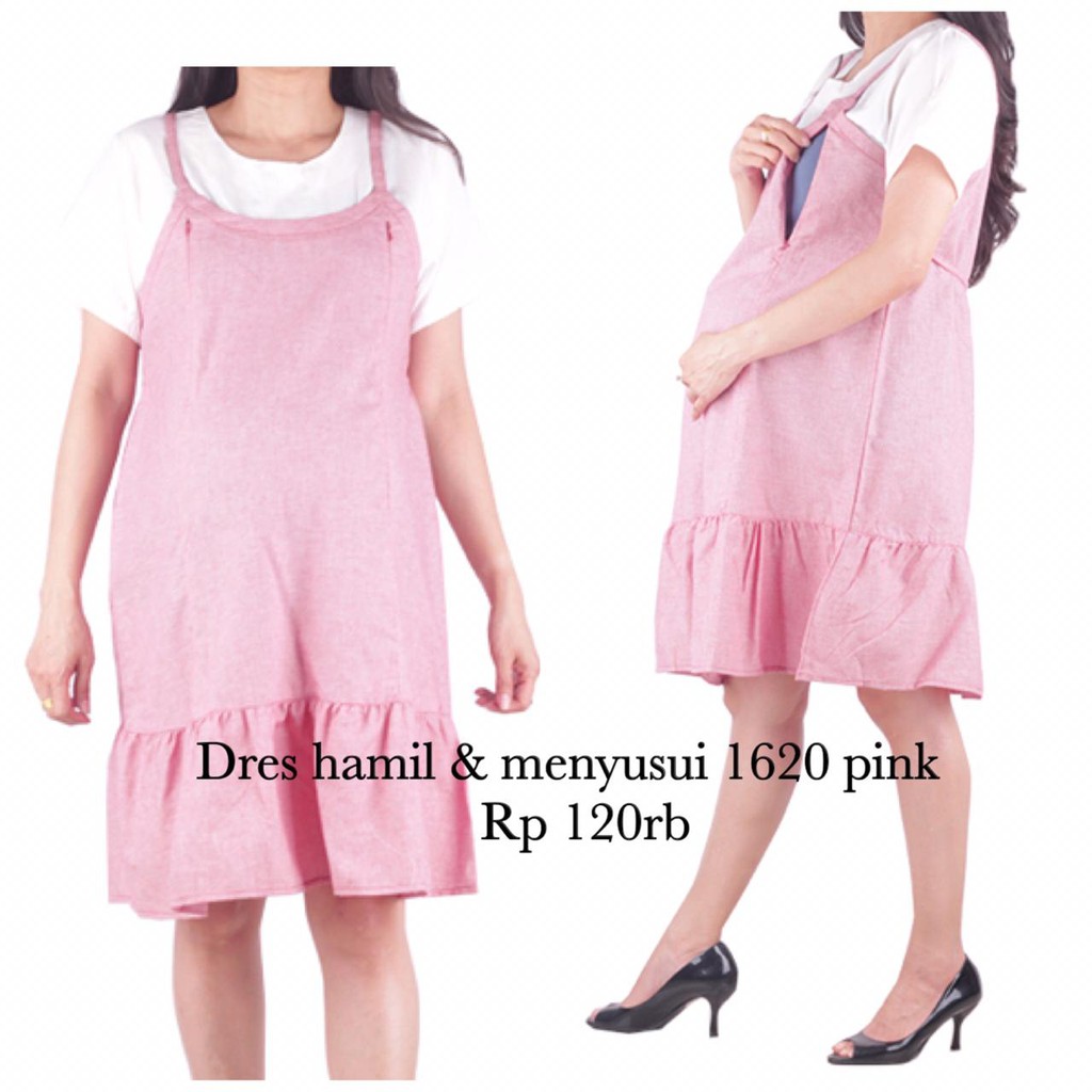 Dress Hamil Overall Menyusui 1620 Pink