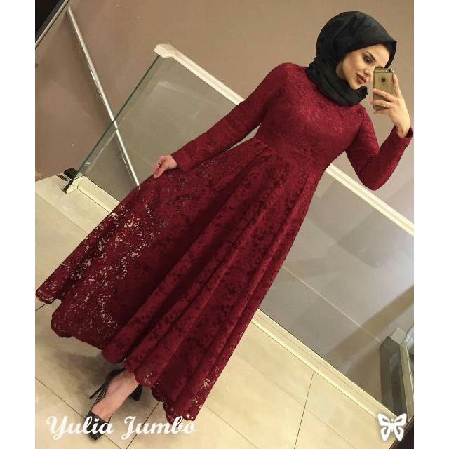 Maxi Yulia Jumbo || Gamis Pesta Brokat