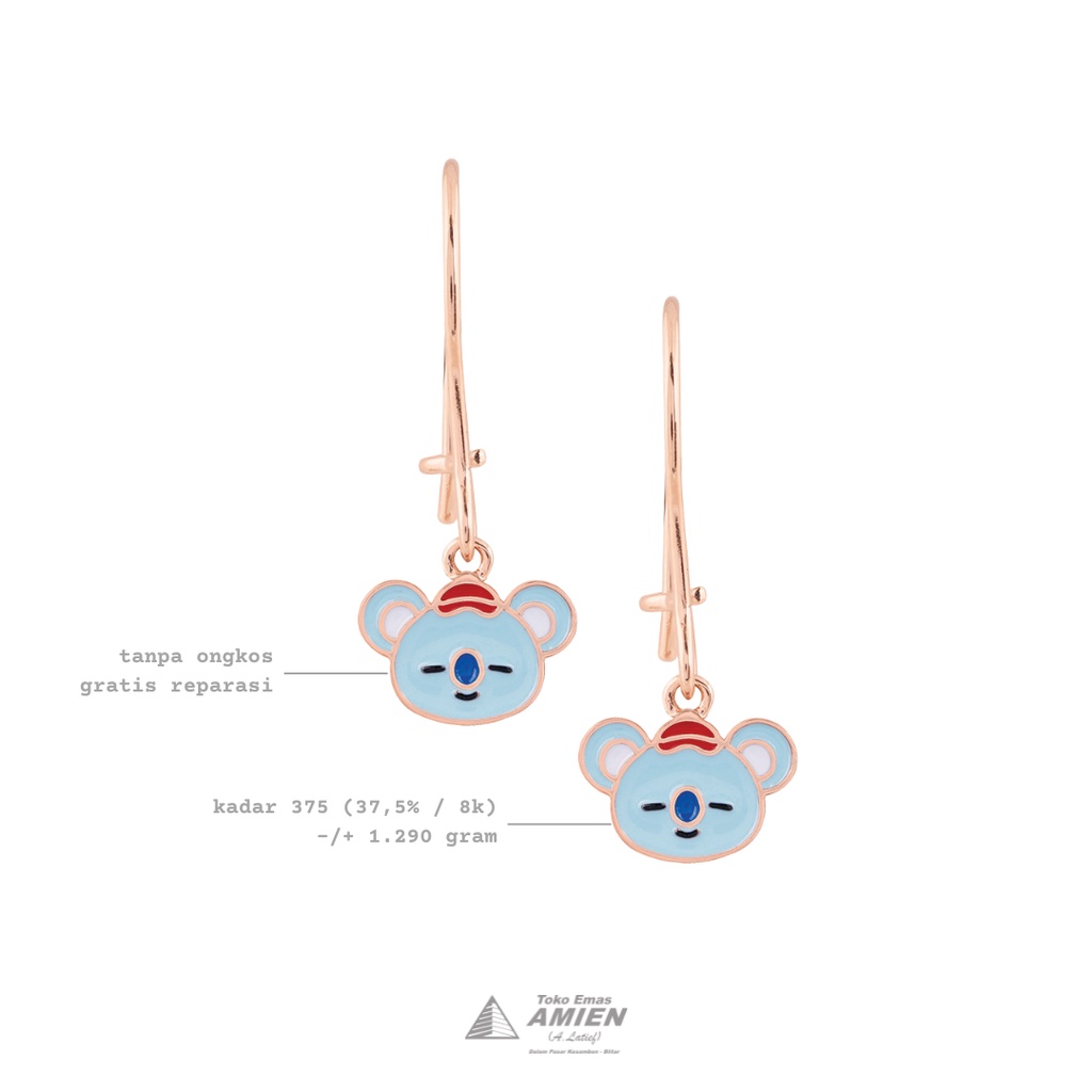 Toko Emas Amien Anting Emas Asli UBS Kadar 375 (37,5% / 8K) 1.290 gram - Gondel Line Friend BT21 Koy