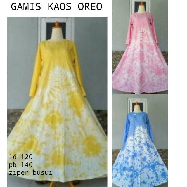 Gamis Kaos Oreo Jumbo Busui Kancing Depan / Longdress Kaos Tie Die Muslimah Tie Dye Tye Dye Tay Day