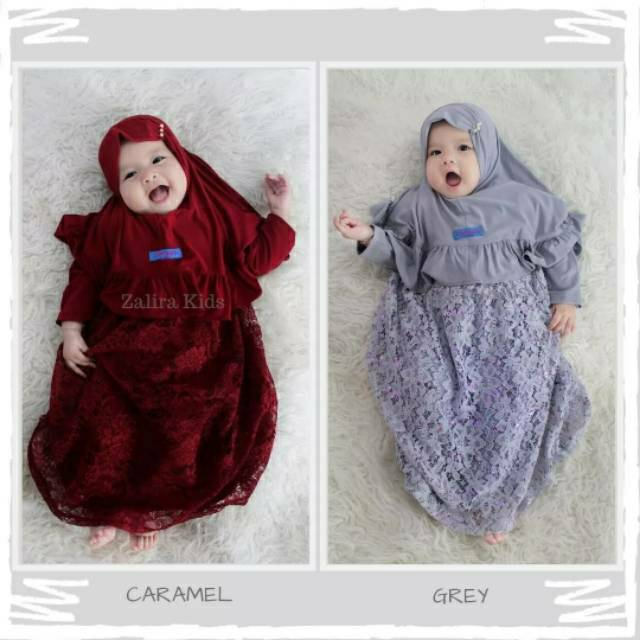 Gamos brokat anak gamis bayi perempuan baju syari set hijab