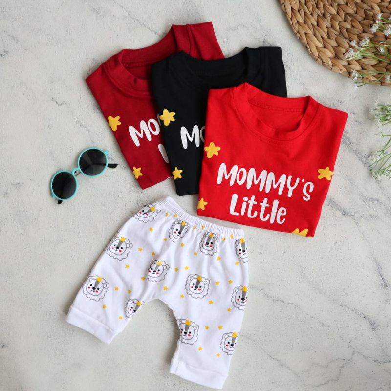 Setelan Baju Anak Bayi Laki-laki Usia 0 s.d 3 Tahun motif Mommy's Little King