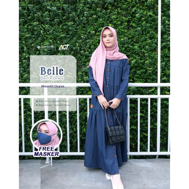 YASMEERA gamis syari belle dress denim full cotton