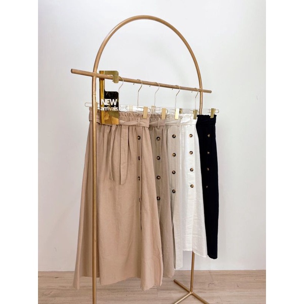 rok linen highwaist/rok Korea/rok button