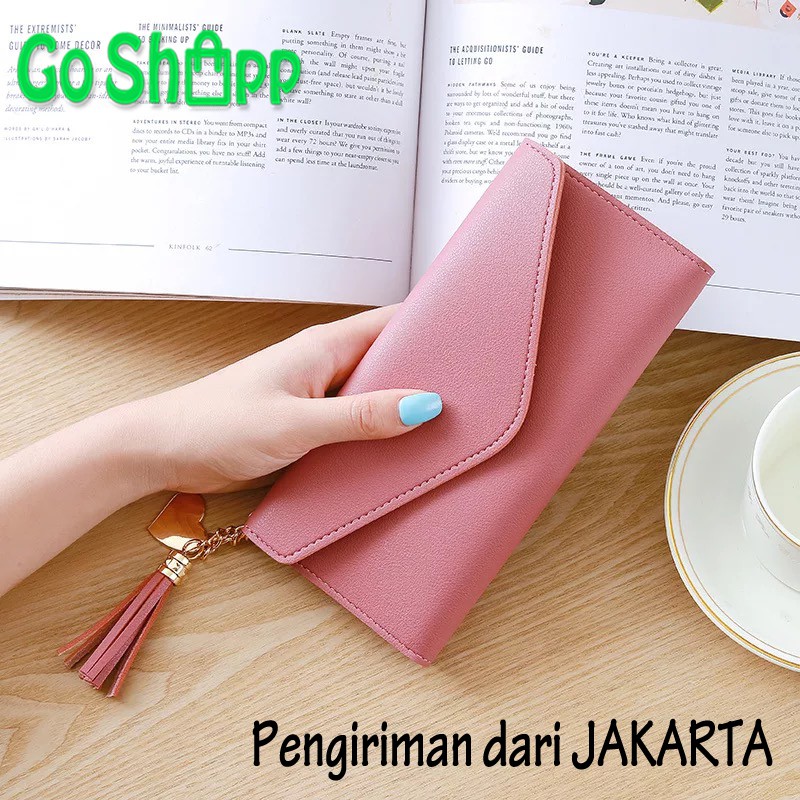 Dompet Panjang Wanita - Dompet Fashion Korea Import - Dompet Wanita Dengan Gantungan Love [PJ01]