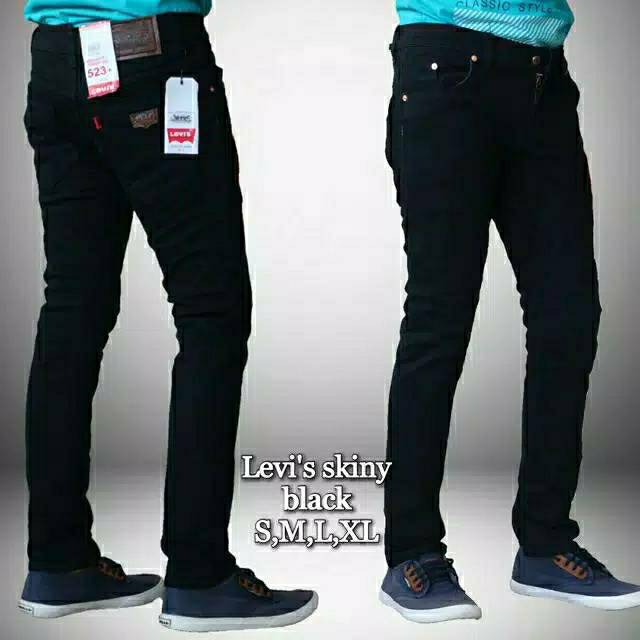 celana jeans pria Slimfit hitam pensil reguler jumbo size 27 - 36