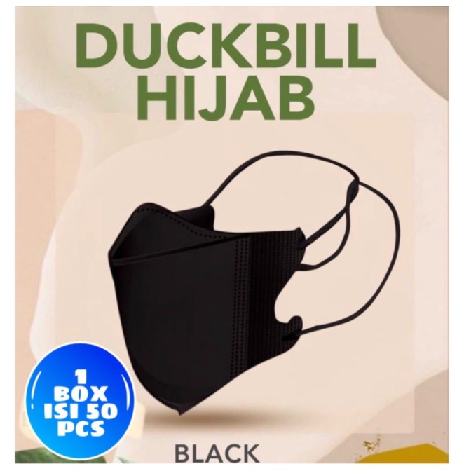 MASKER DUCKBILL HIJAB/HEADLOOP 3PLY MUDAH BERNAFAS