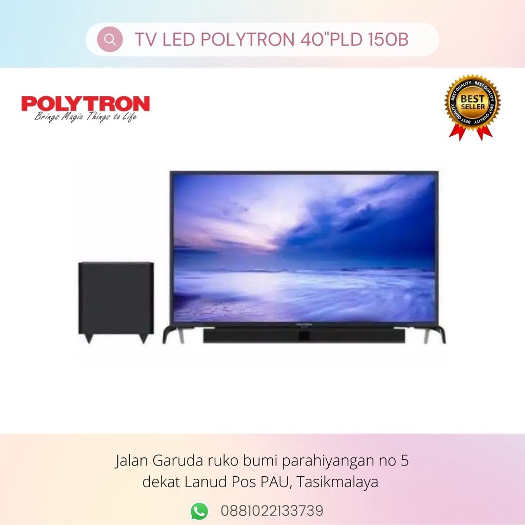 TV LED POLYTRON 40" PLD 150B CINEMAX SOUNDBAR SUBWOOFER