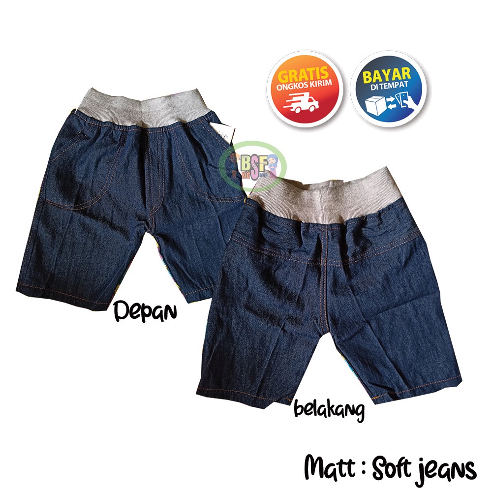  Celana  Jeans  pendek  anak Rib bahan  denim  usia 1 sampai 4 